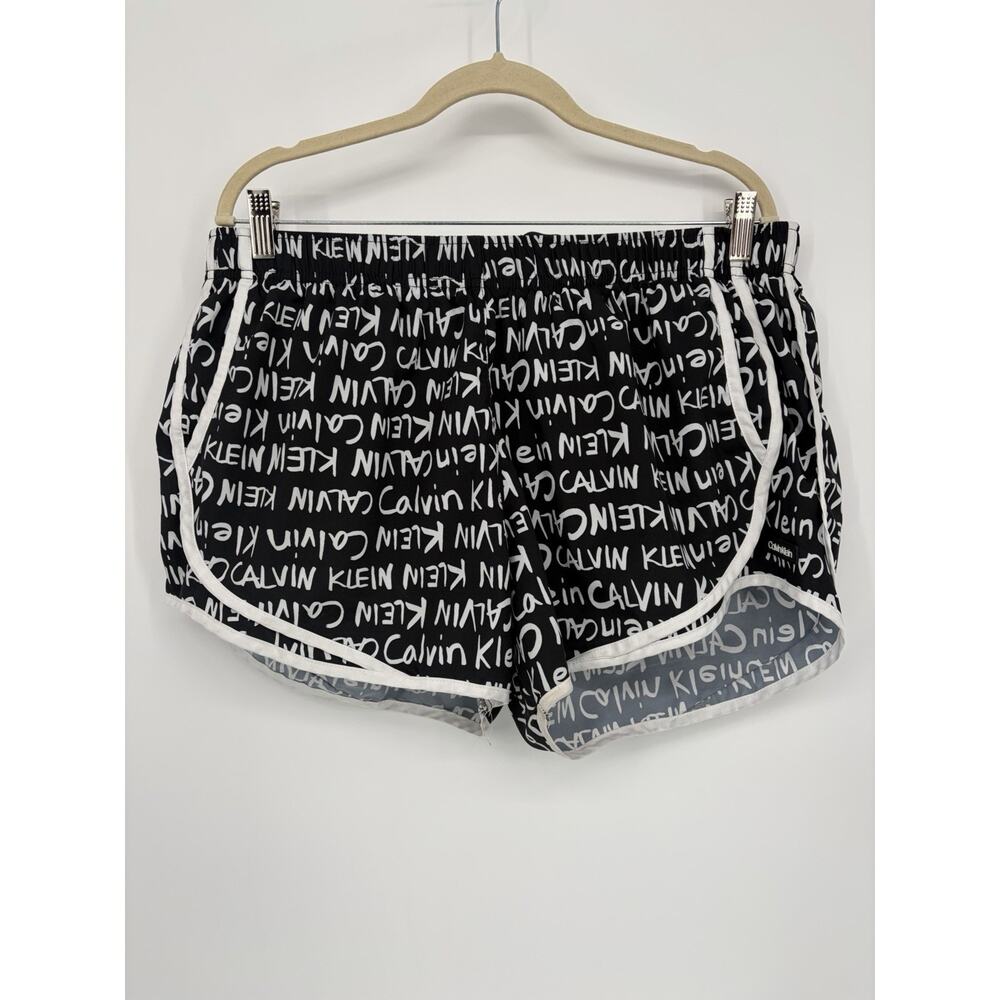 Calvin Klein Womens XL Running Shorts Logo Print Lined Athletic Dolphin Hem